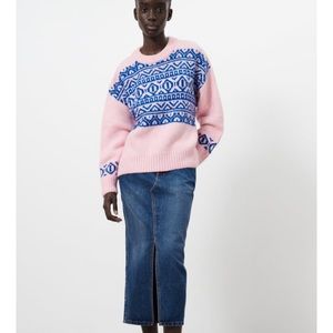 Zara OVERSIZED KNIT JACQUARD SWEATER